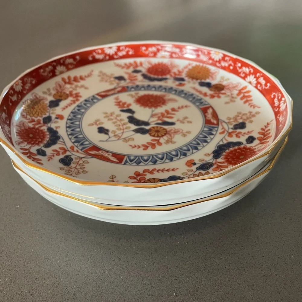 (2) Imari Made in Japan Floral Bowl Desert Fruit 7” Porcelain Vintage China